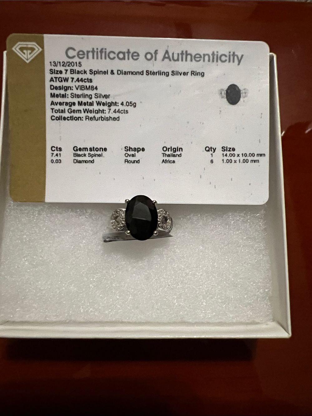 Sterling Silver Black Spinel & Diamond Ring - Black